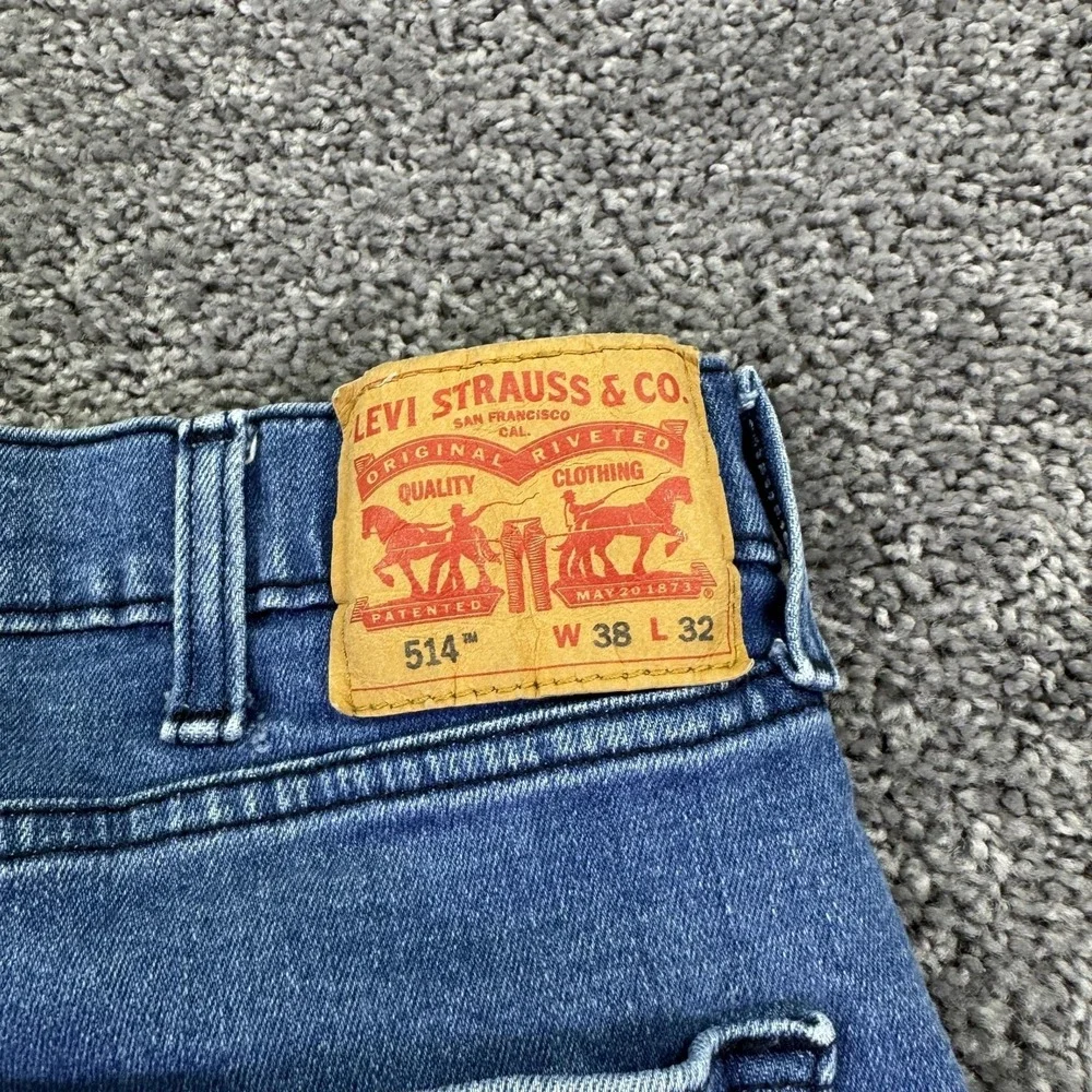 Levis 514 Jeans Mens 38x32 Blue Regular Straight Denim Medium Wash Stretch